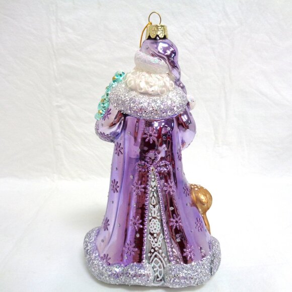 Kurt Adler Glass Bellissimo Santa Ornament NWT lavender - Picture 6 of 10